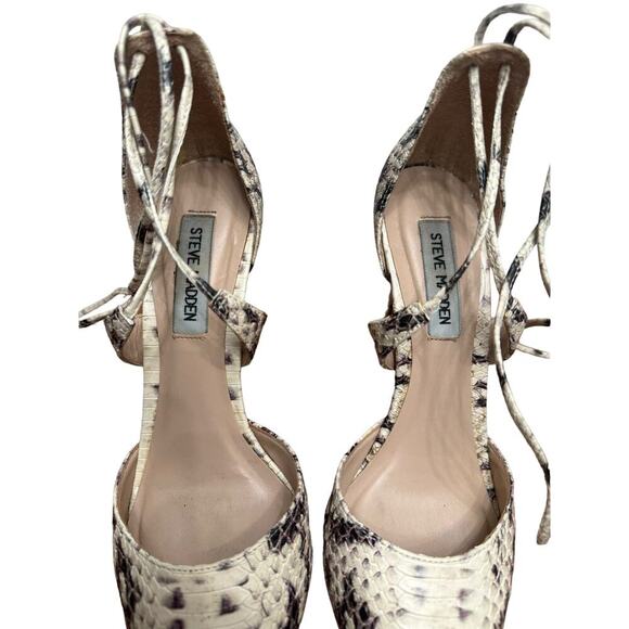 Steve Madden "Raela" Lace Up Pumps In Snakeskin Size 8 - Picture 4 of 8